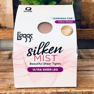 NWT L'eggs Q Nude Silken Mist Ultra Sheer Leg Control Top Pantyhose Tights